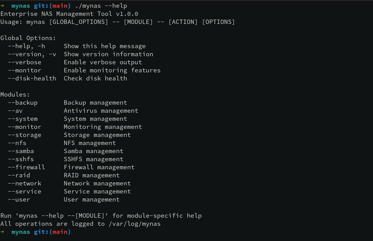 NAS commandline Interface